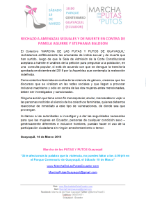 RECHAZO A AMENAZAS SEXUALES Y DE MUERTE EN CONTRA DE PAMELA AGUIRRE Y STEPHANIA BALDEON